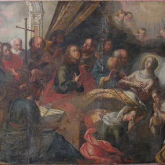 Dormition tableau avant nettoyage